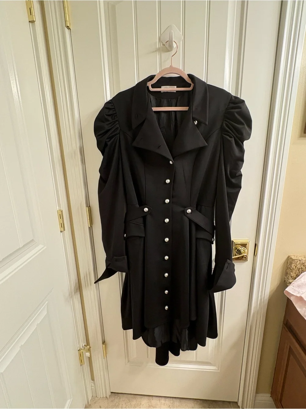 Chic Star Goth steampunk Victorian style dress military trenchcoat black S